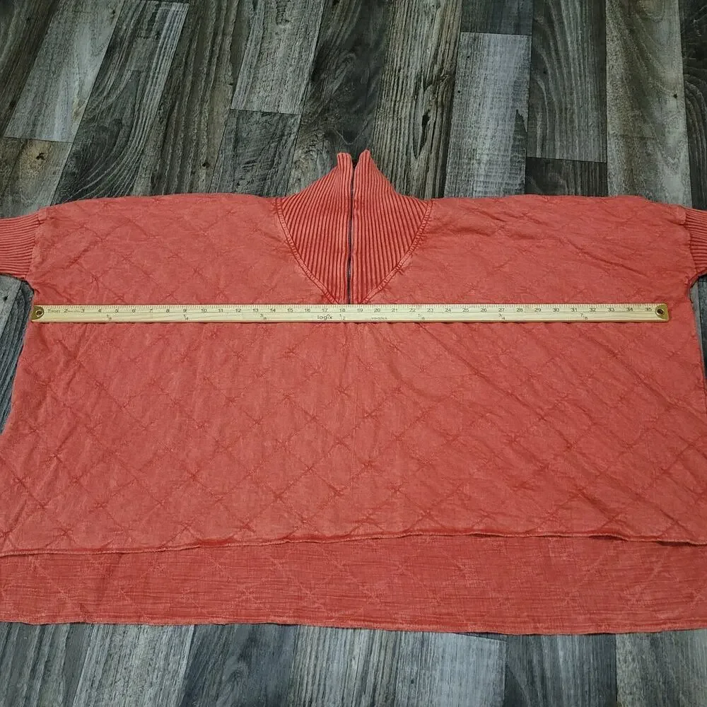 Free People Shiloh Quilted Sweatshirt Pullover‎ Zip Swing Hi Lo Size Small